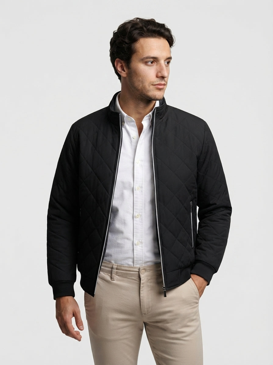 The Netherby Quilted Bomber in Black