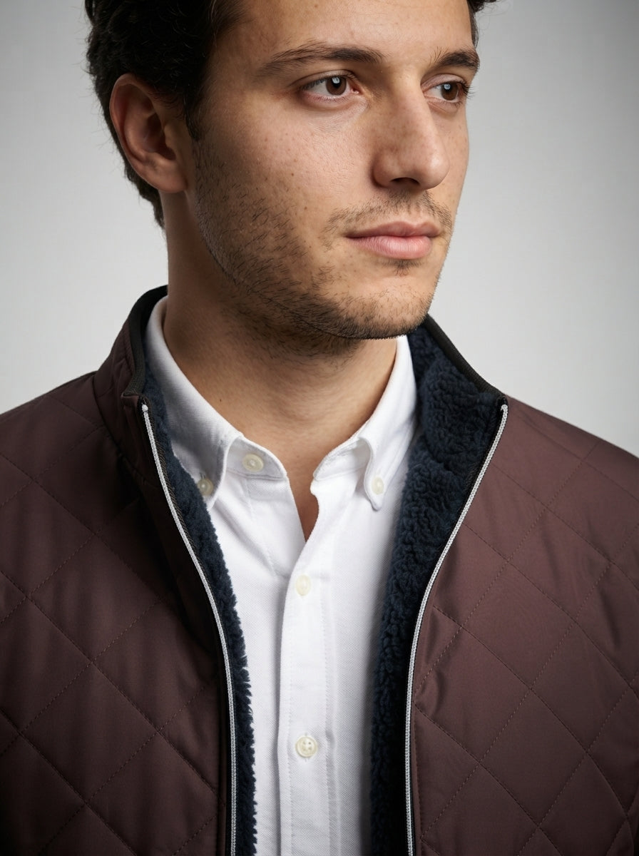 The Netherby Quilted Bomber in Brown