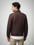 The Netherby Quilted Bomber in Brown