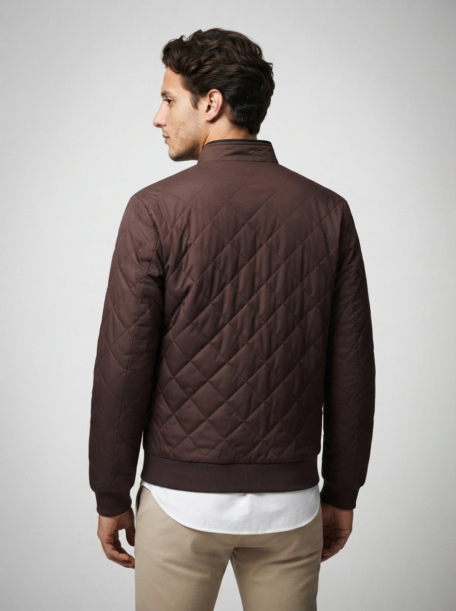 The Netherby Quilted Bomber in Brown