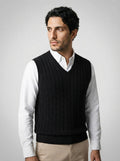 The Kelmscott Cable Vest in Black