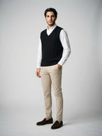 The Kelmscott Cable Vest in Black