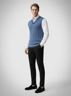 The Rothbury Deep V Vest in Blue