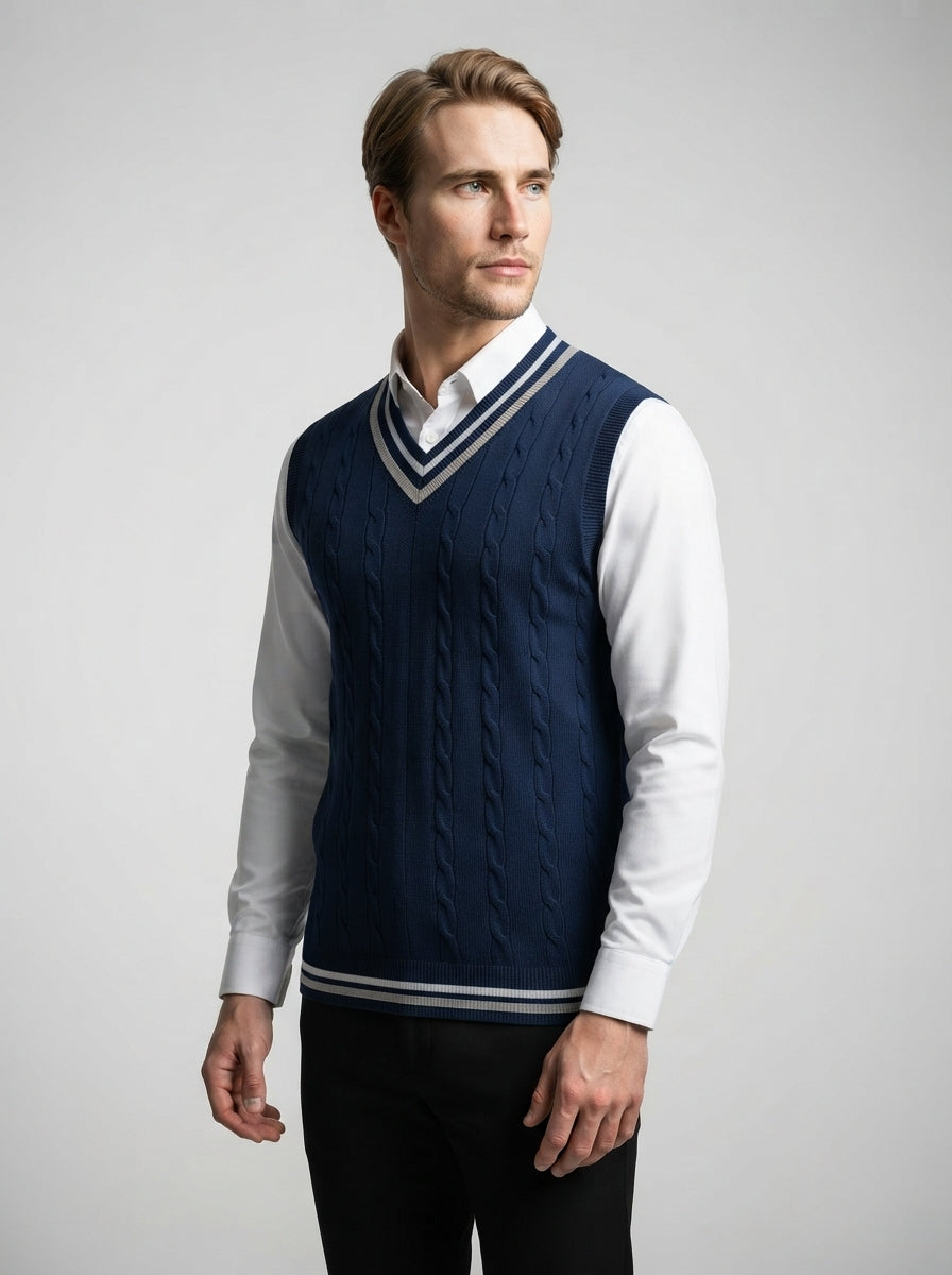 The Rothbury Deep V Vest in Navy