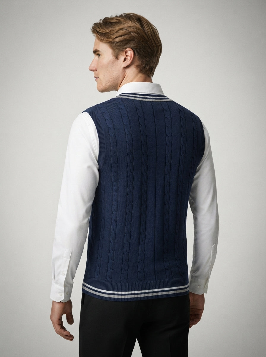 The Rothbury Deep V Vest in Navy