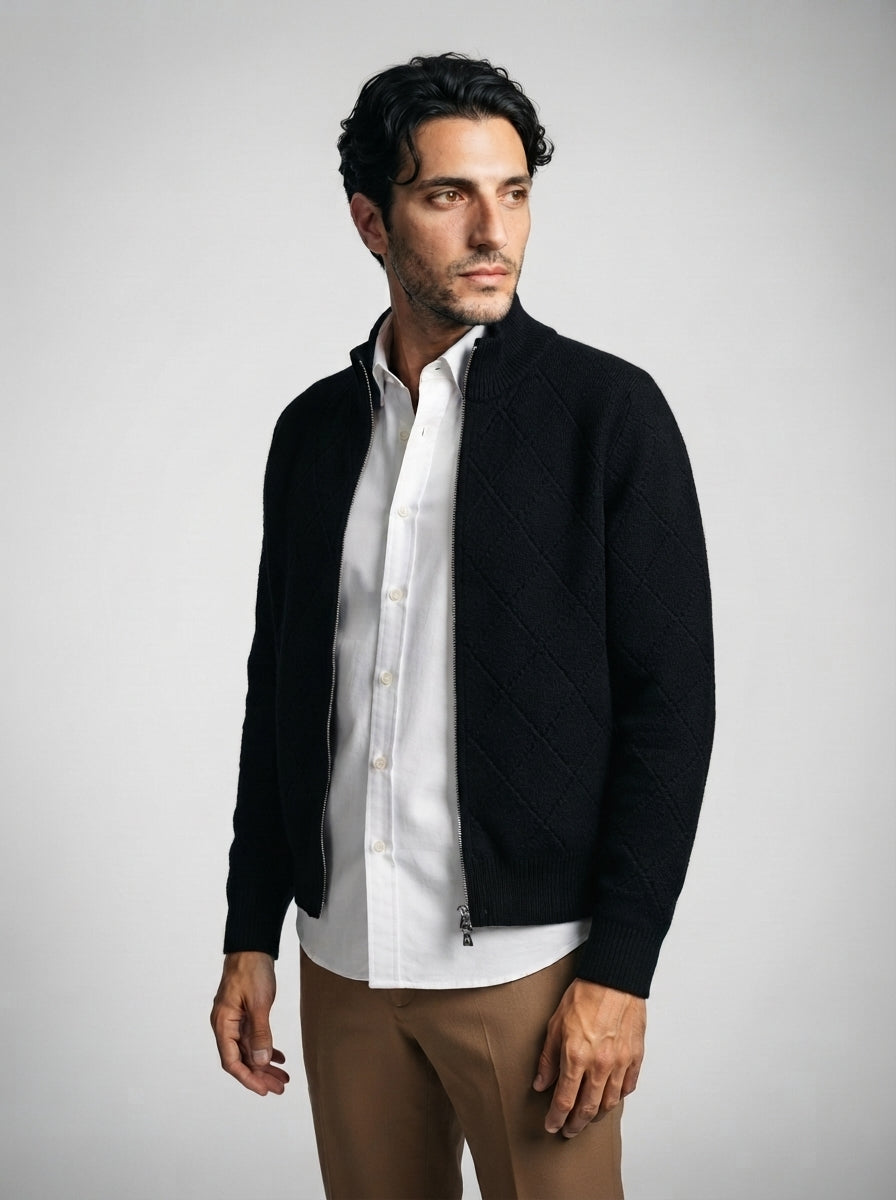 The Alverstoke Zip Cardigan in Black