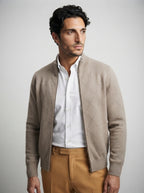 The Alverstoke Zip Cardigan in Taupe