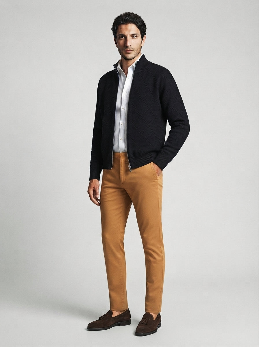 The Alverstoke Zip Cardigan in Black