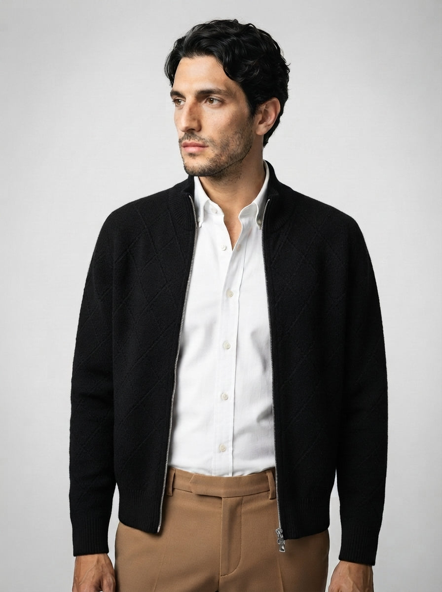 The Alverstoke Zip Cardigan in Black