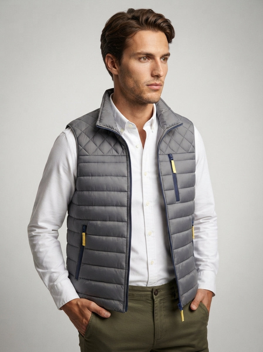 The Ferrand Padded Gilet in Grey