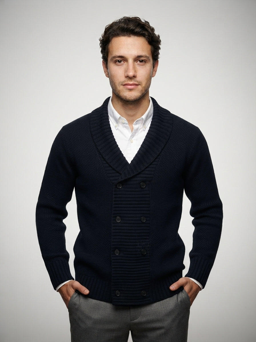 The Wexford Shawl Cardigan in Navy