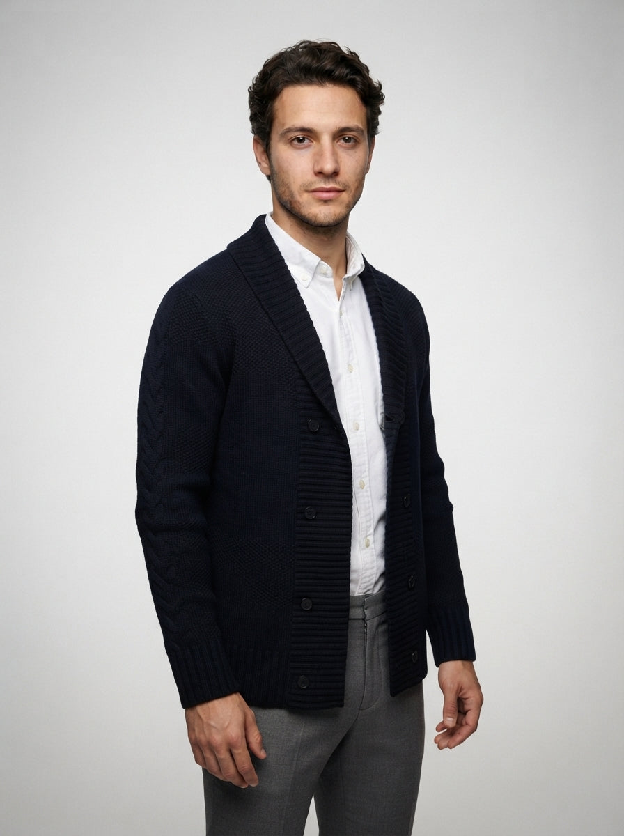 The Wexford Shawl Cardigan in Navy