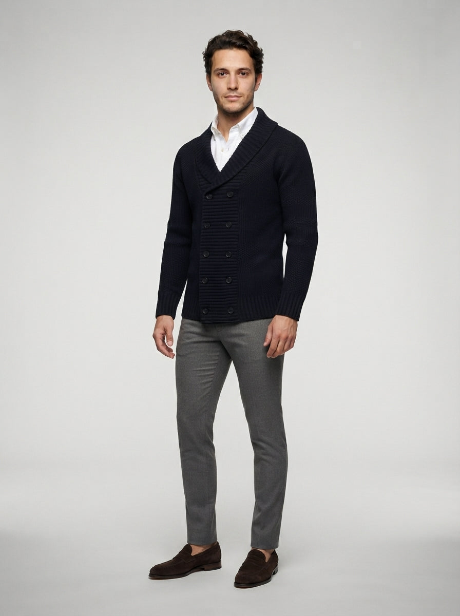 The Wexford Shawl Cardigan in Navy