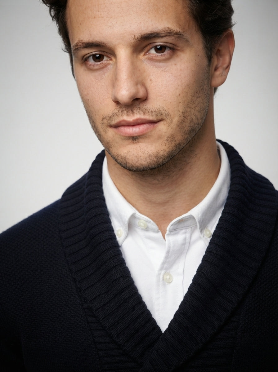 The Wexford Shawl Cardigan in Navy