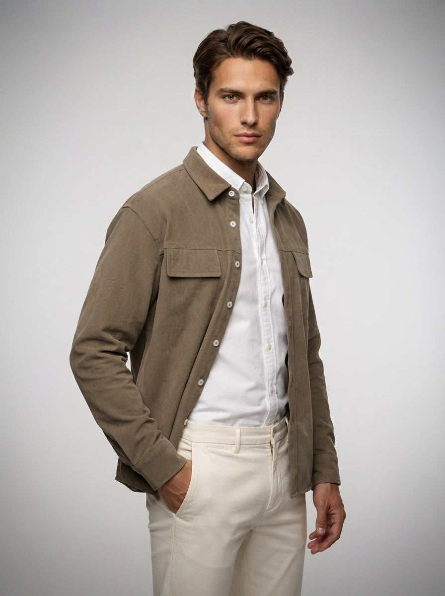 The Marchmont Cord Overshirt in Khaki