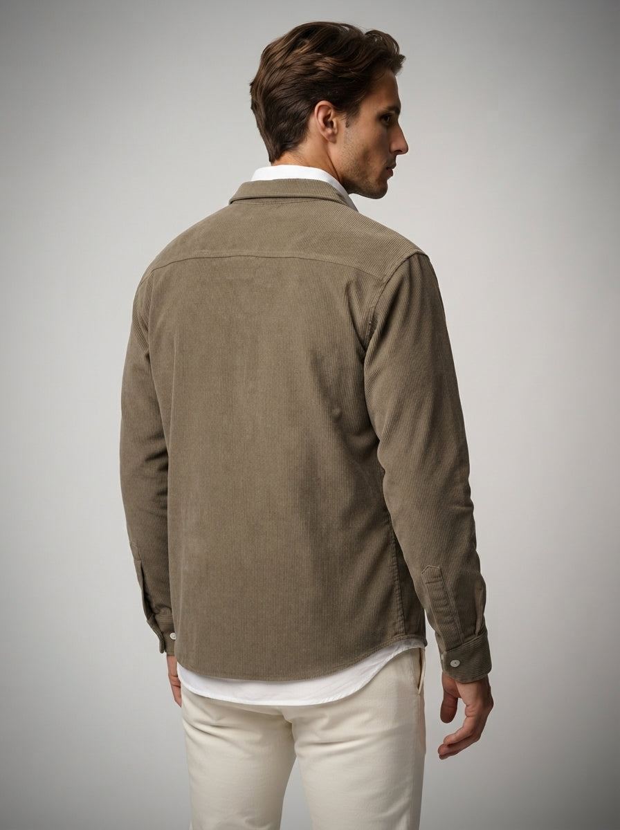 The Marchmont Cord Overshirt in Khaki