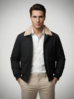 The Ravenglass Fleece Collar Jacket in Black