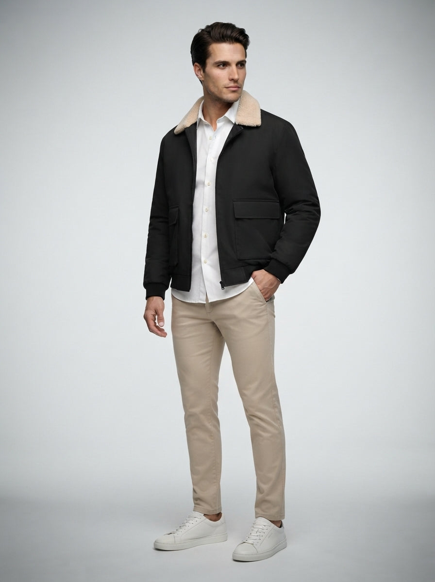 The Ravenglass Fleece Collar Jacket in Black
