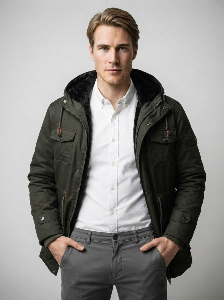 The Ryburn Fleece Field Jacket in Olive