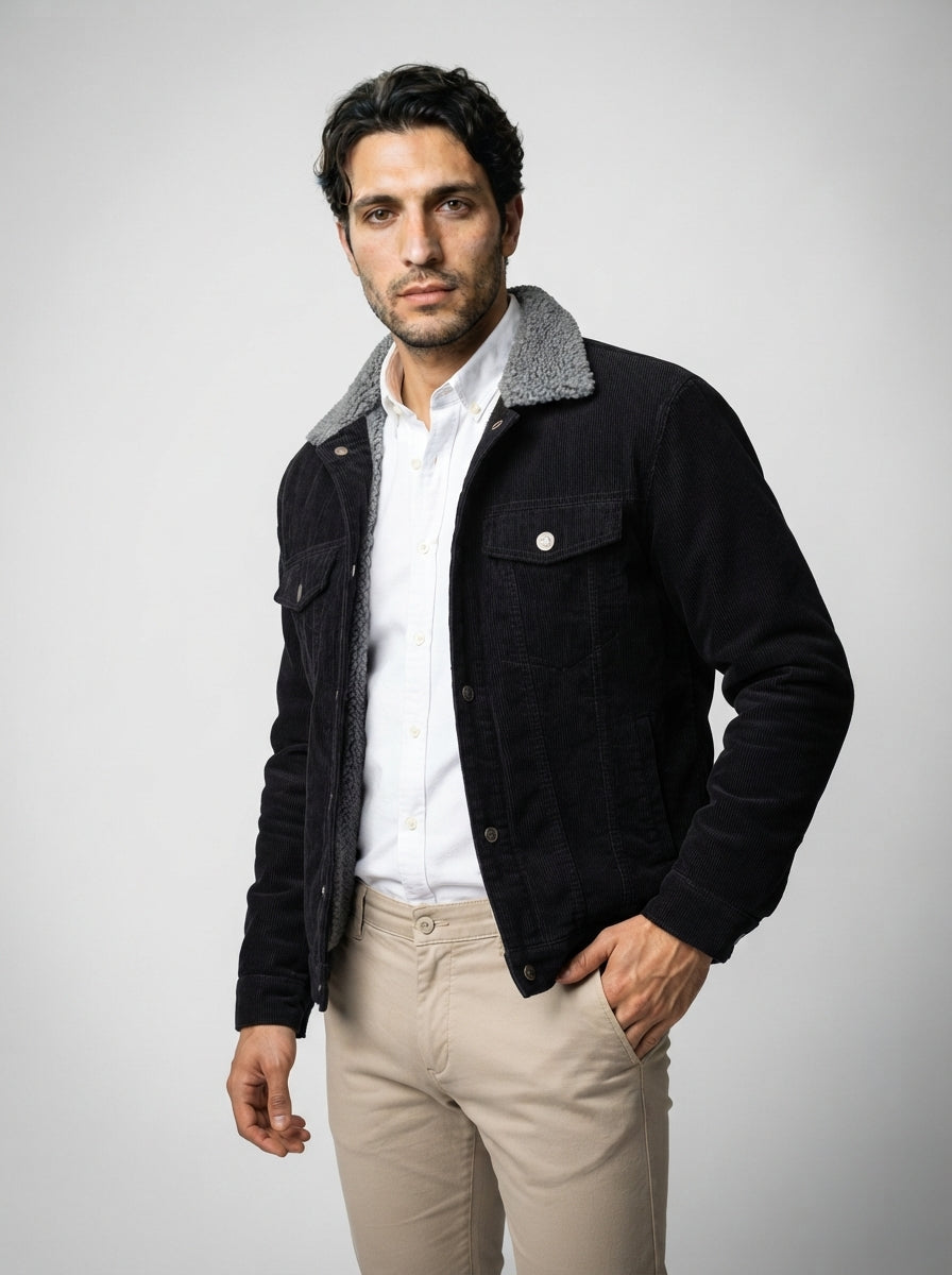 The Wentworth Cord Trucker in Black
