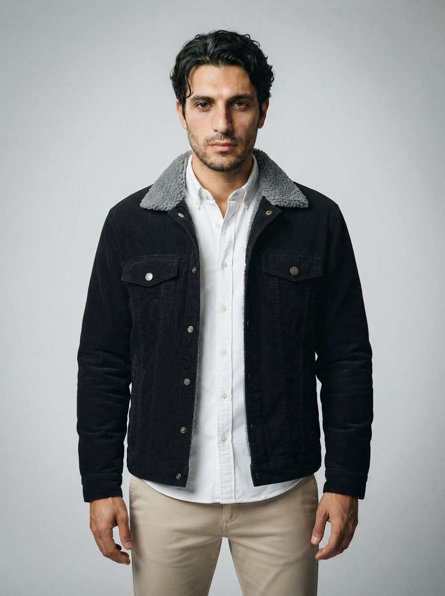 The Wentworth Cord Trucker in Black