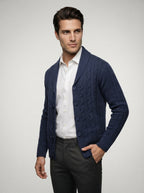 The Brancaster Cable Cardigan in Navy
