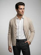 The Brancaster Cable Cardigan in Cream