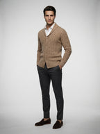 The Brancaster Cable Cardigan in Khaki