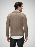 The Brancaster Cable Cardigan in Khaki