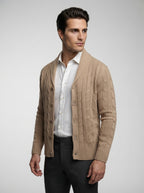 The Brancaster Cable Cardigan in Khaki