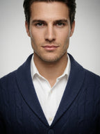 The Brancaster Cable Cardigan in Navy