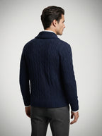 The Brancaster Cable Cardigan in Navy