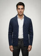 The Brancaster Cable Cardigan in Navy