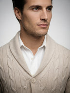 The Brancaster Cable Cardigan in Cream