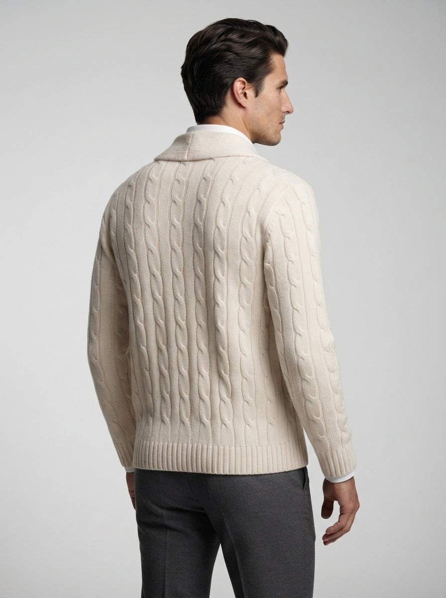 The Brancaster Cable Cardigan in Cream