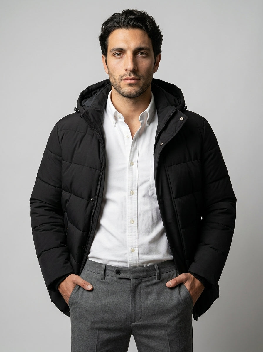 The Braxton Hooded Coat in Black