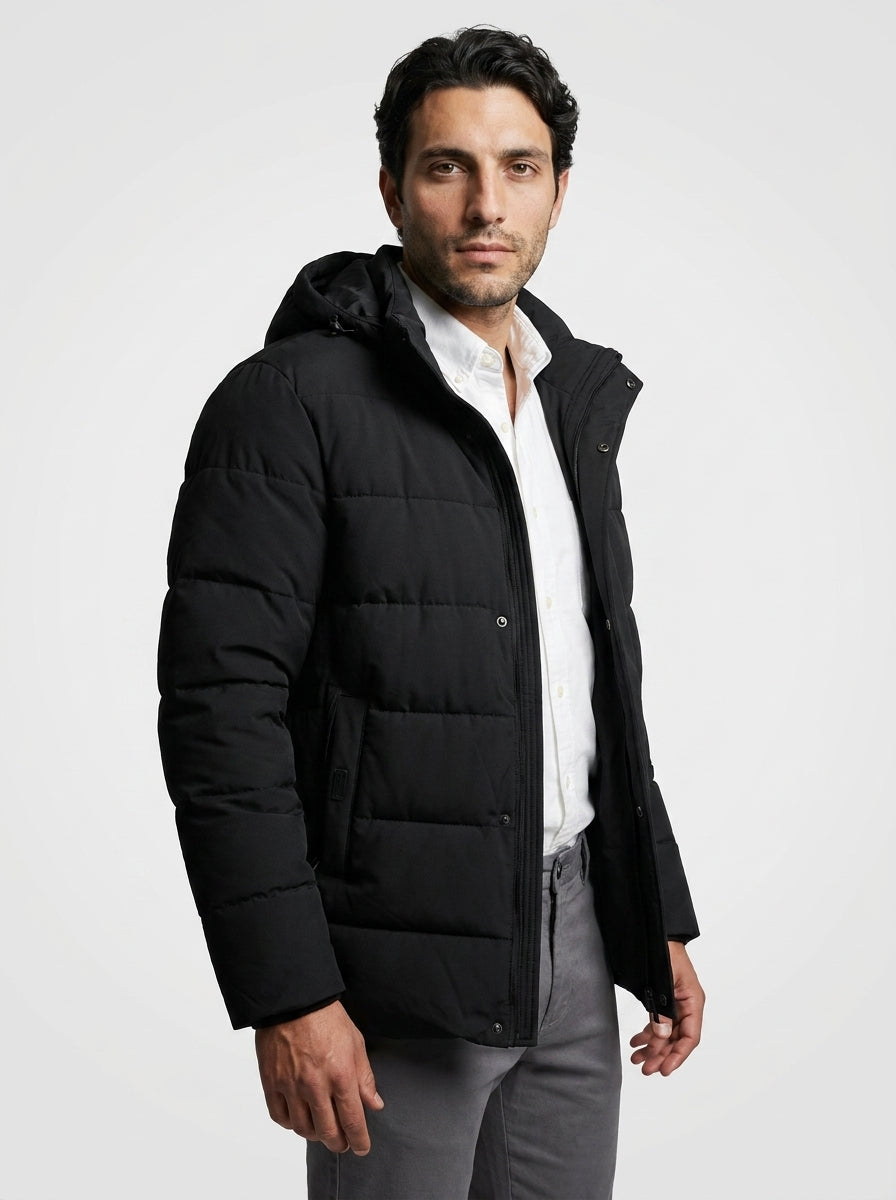 The Braxton Hooded Coat in Black