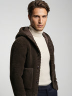 The Ledbury Hooded Fleece in Dark Brown