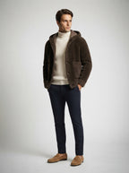 The Ledbury Hooded Fleece in Dark Brown