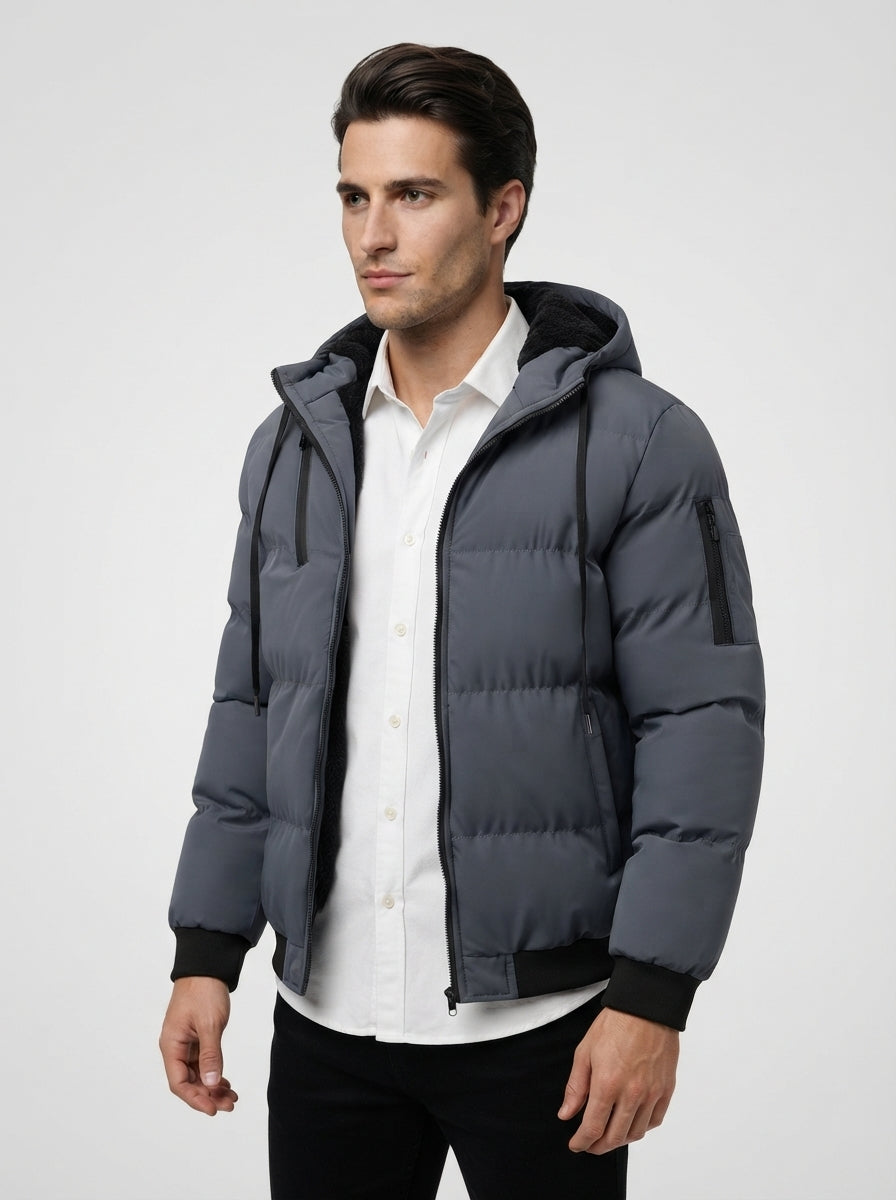 The Rothbury Hooded Puffer in Grey