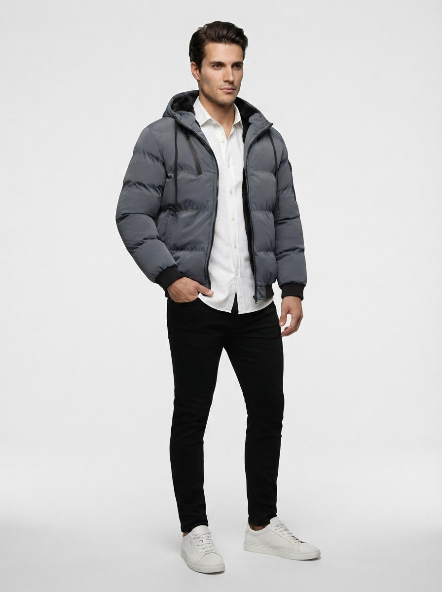 The Rothbury Hooded Puffer in Grey
