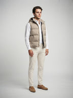 The Hexham Hooded Gilet in Sand