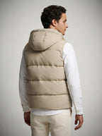 The Hexham Hooded Gilet in Sand