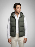 The Hexham Hooded Gilet in Olive