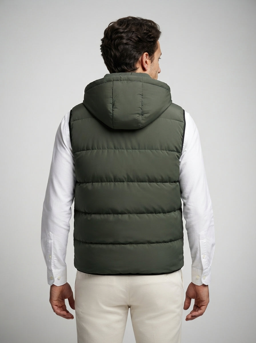 The Hexham Hooded Gilet in Olive