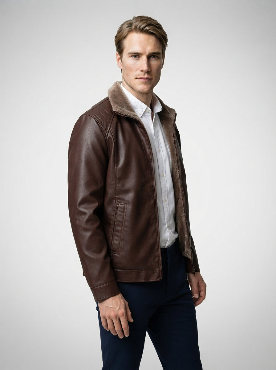 The Ellingham Pile Collar Jacket in Brown