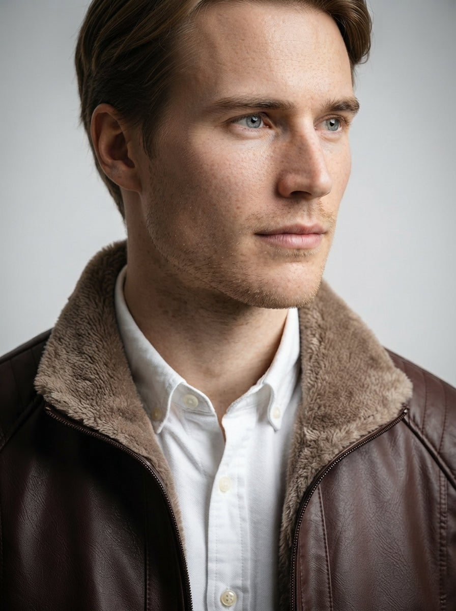 The Ellingham Pile Collar Jacket in Brown