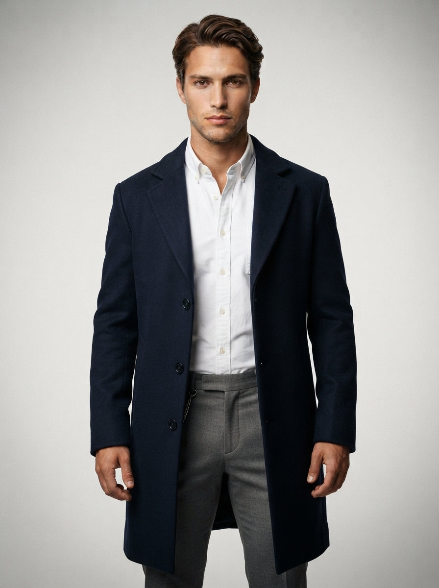 The Corbridge Long Overcoat in Navy