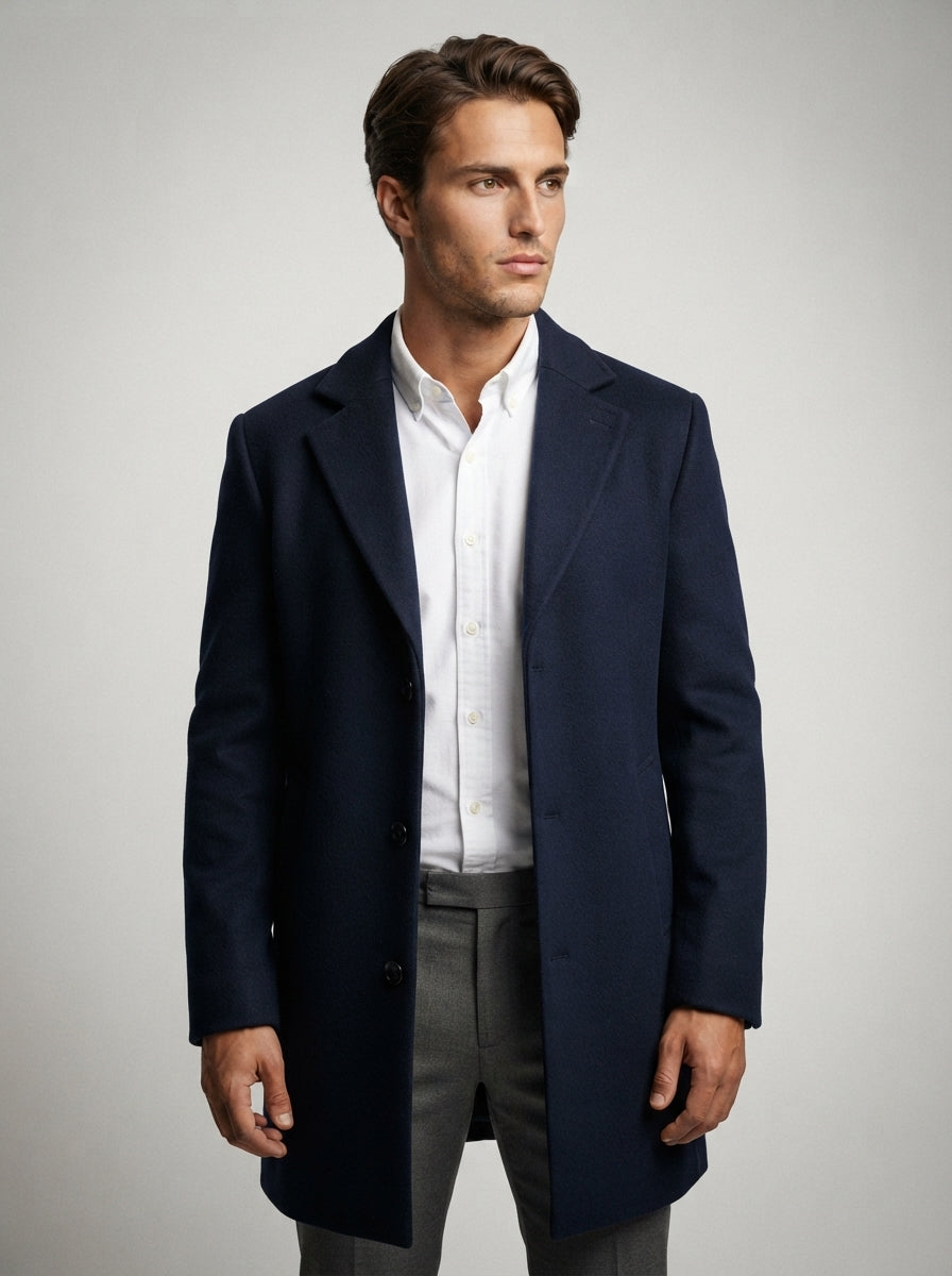The Corbridge Long Overcoat in Navy