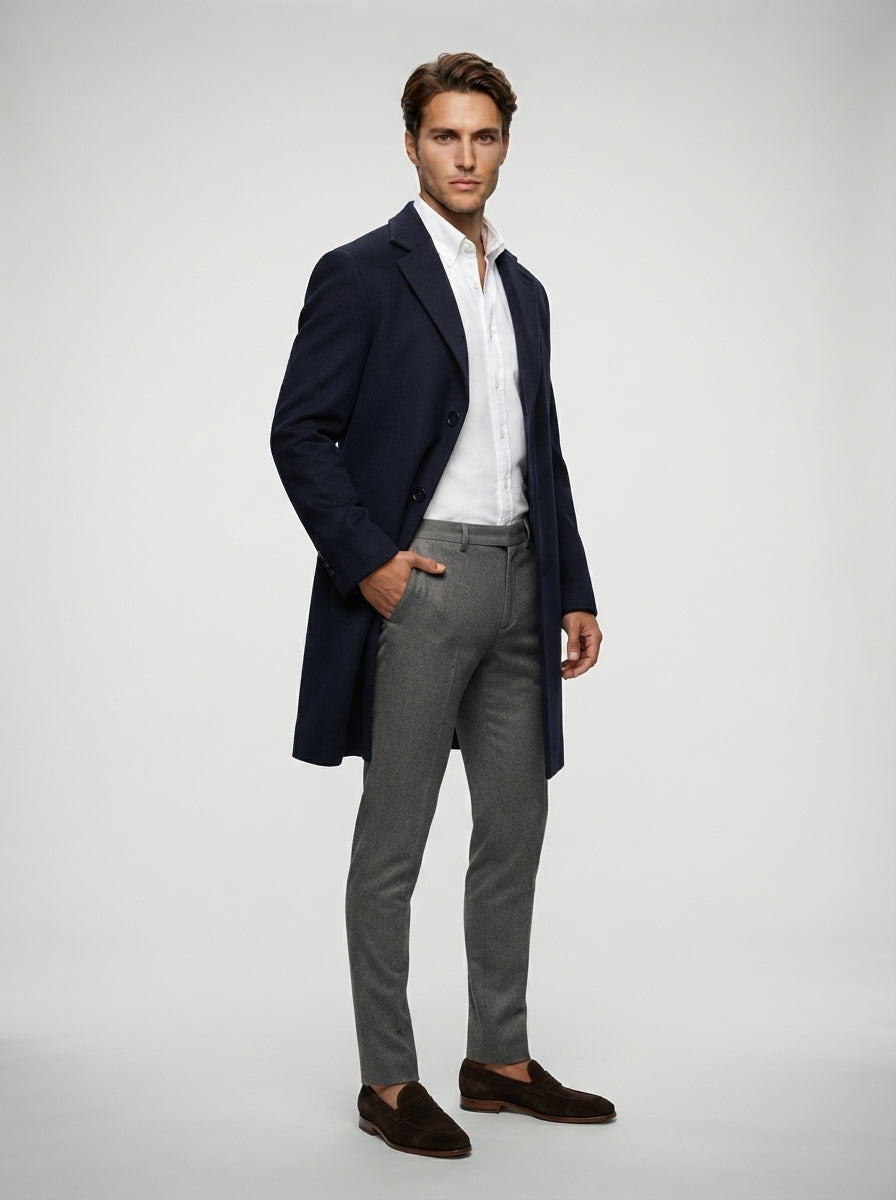 The Corbridge Long Overcoat in Navy